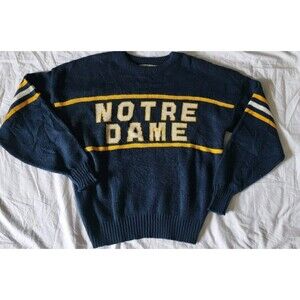 Vintage 80s Cliff Engle University of Notre Dame Fighting Irish Sweater Preppy L